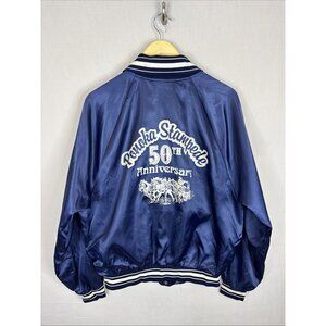 Vintage Ponoka Stampede 50th Anniversary Satin Jacket Blue Canada MWG L Fits M